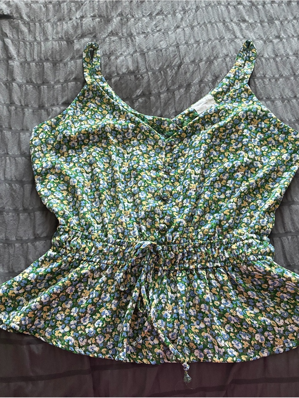 Sienna Sky Green Floral Drawstring Cami Tank